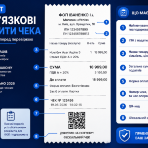Чекліст обов’язкових реквізитів чека РРО для ФОП і підприємств