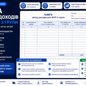 Шаблон книги обліку доходів ФОП 3 групи з інструкцією заповнення