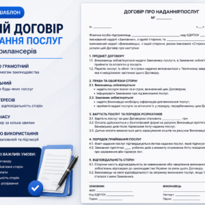 Шаблон типового договору про надання послуг, зразок для ФОП і фрилансерів
